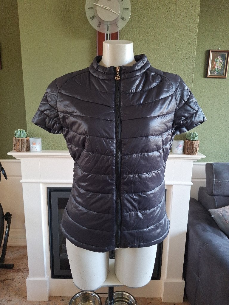 Sandro ferrone tussen lente jas korte mouw zwart grijs XL L, Kleding | Dames, Verzenden, Zwart, Zo goed als nieuw, Maat 46/48 (XL) of groter