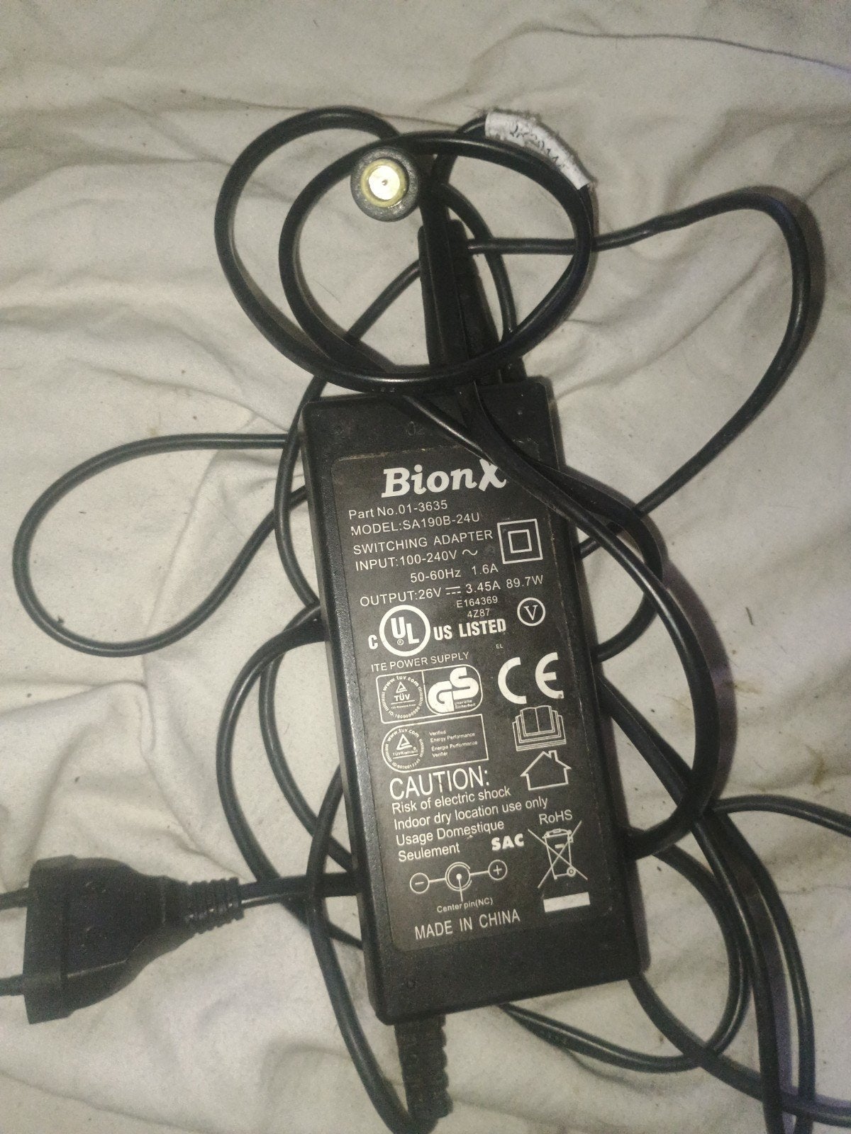 BionX SA190B-24U Schakeladapter 26V 3.45A, Ophalen of Verzenden, Zo goed als nieuw