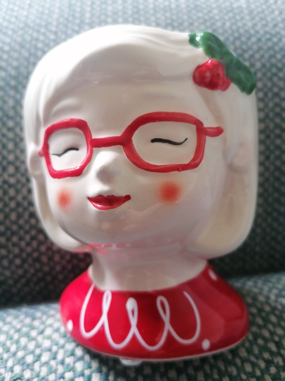 Schattig mini bloempotje meisje met rode bril en jurkje, Binnen, Ophalen of Verzenden, Zo goed als nieuw, Overige vormen