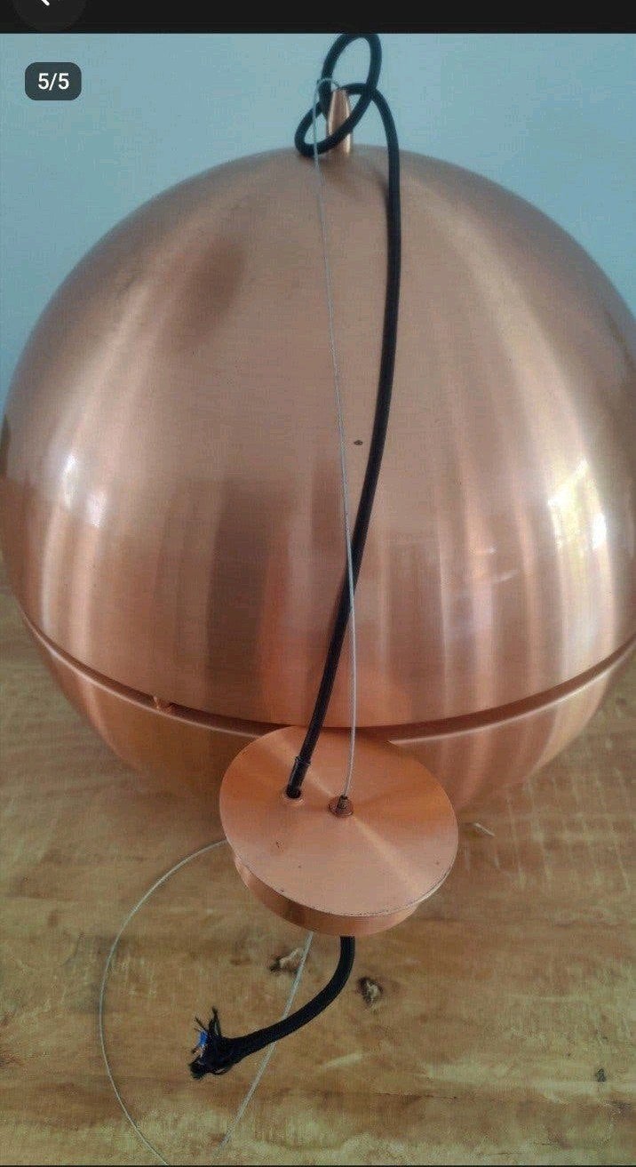 Koperen bol hanglamp Zuiver, Ophalen, Gebruikt, E27 (groot), Metaal