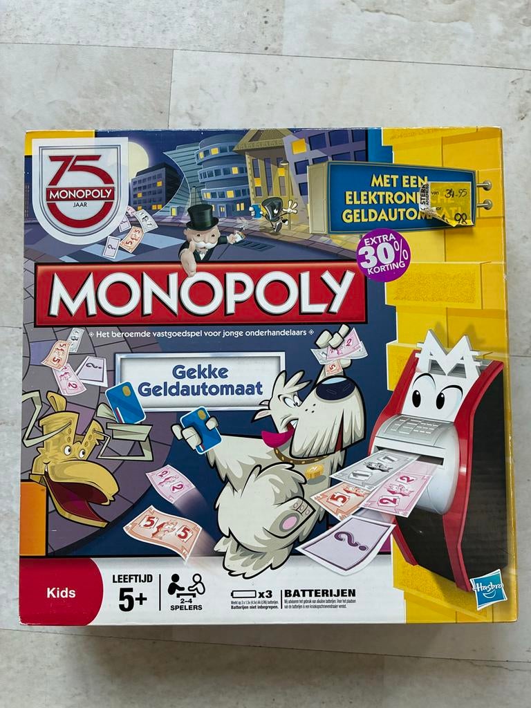 Monopoly Gekke Geldautomaat - 75 Jaar Editie, Drie of vier spelers, Ophalen of Verzenden, Nieuw