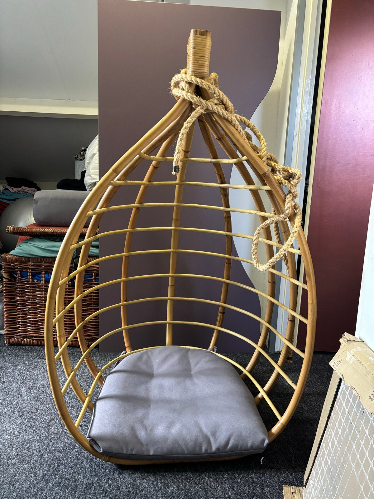 Zo goed als nieuwe hangstoel van bamboe/rotan, Ophalen, Overige kleuren, Riet of Rotan, Zo goed als nieuw