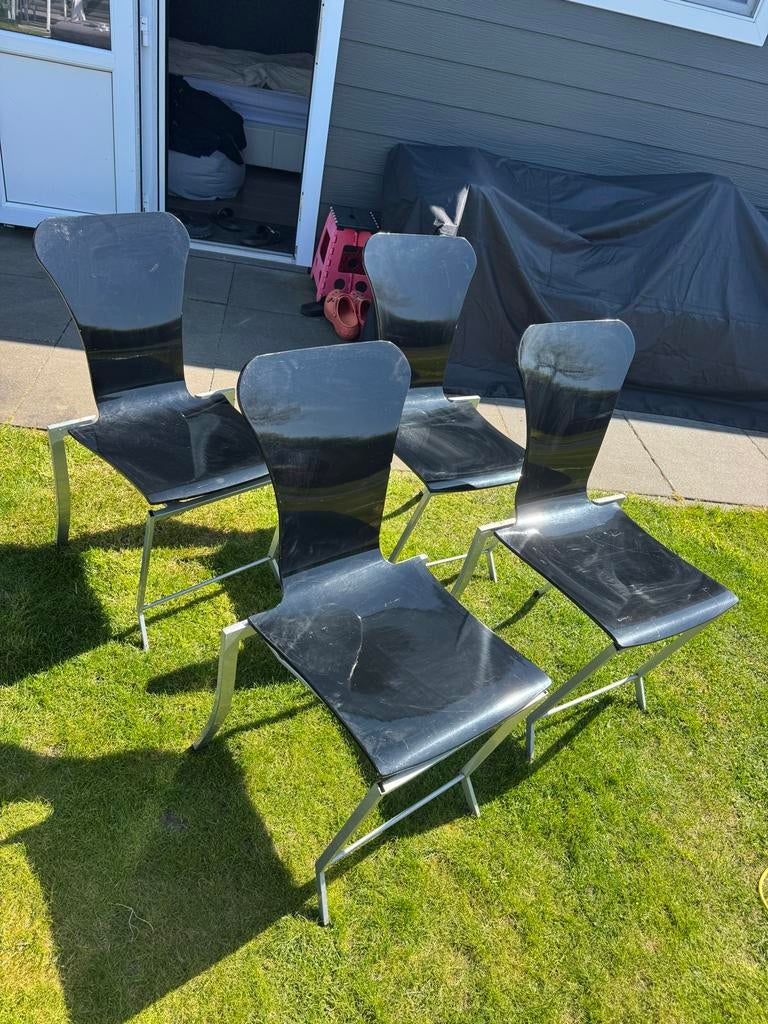 Scandinavische eetkamerstoelen - Zwart, Huis en Inrichting, Stoelen, Ophalen, Gebruikt, Zwart, Vier