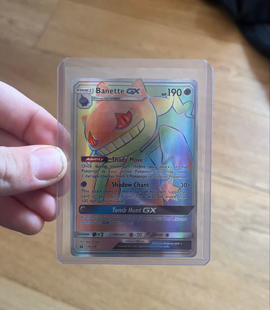 Banette GX Rainbow Rare Pokémon Kaart 174/168, Ophalen of Verzenden, Zo goed als nieuw, Losse kaart, Foil