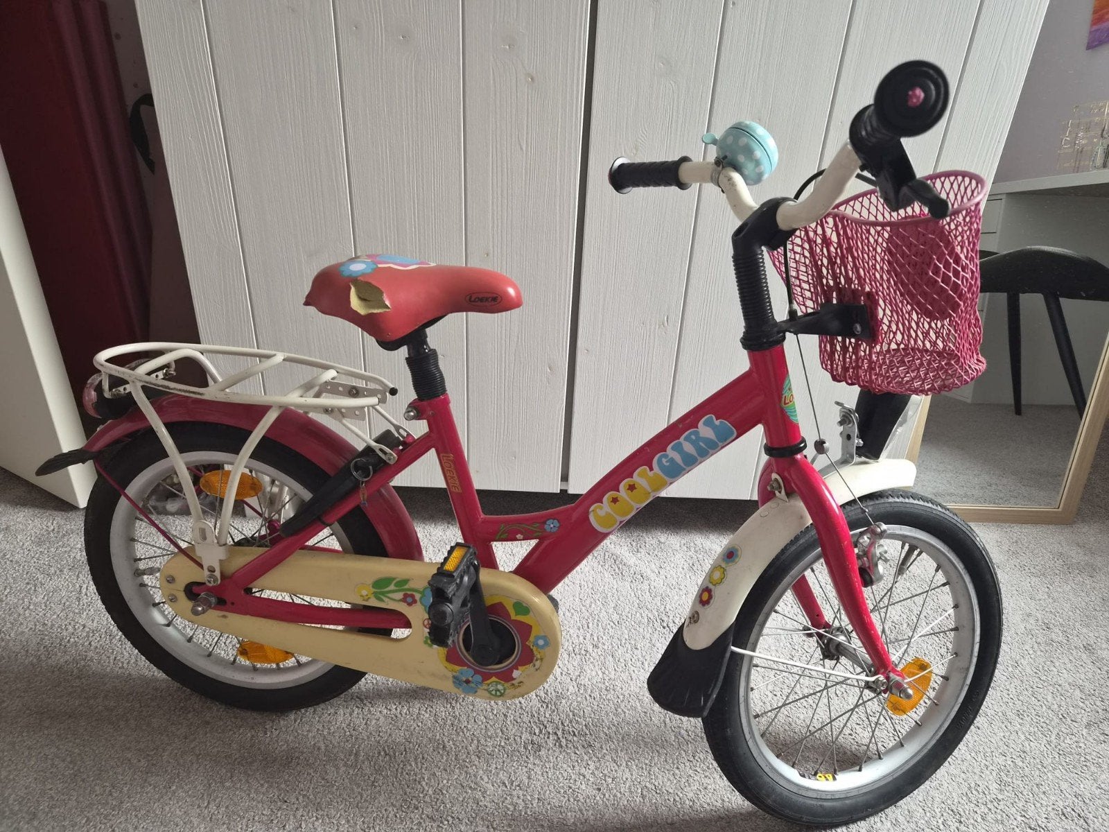 Loekie 16 inch meisjesfiets, Fietsen en Brommers, Fietsen | Meisjes, Ophalen, Gebruikt, Velgrem, Loekie