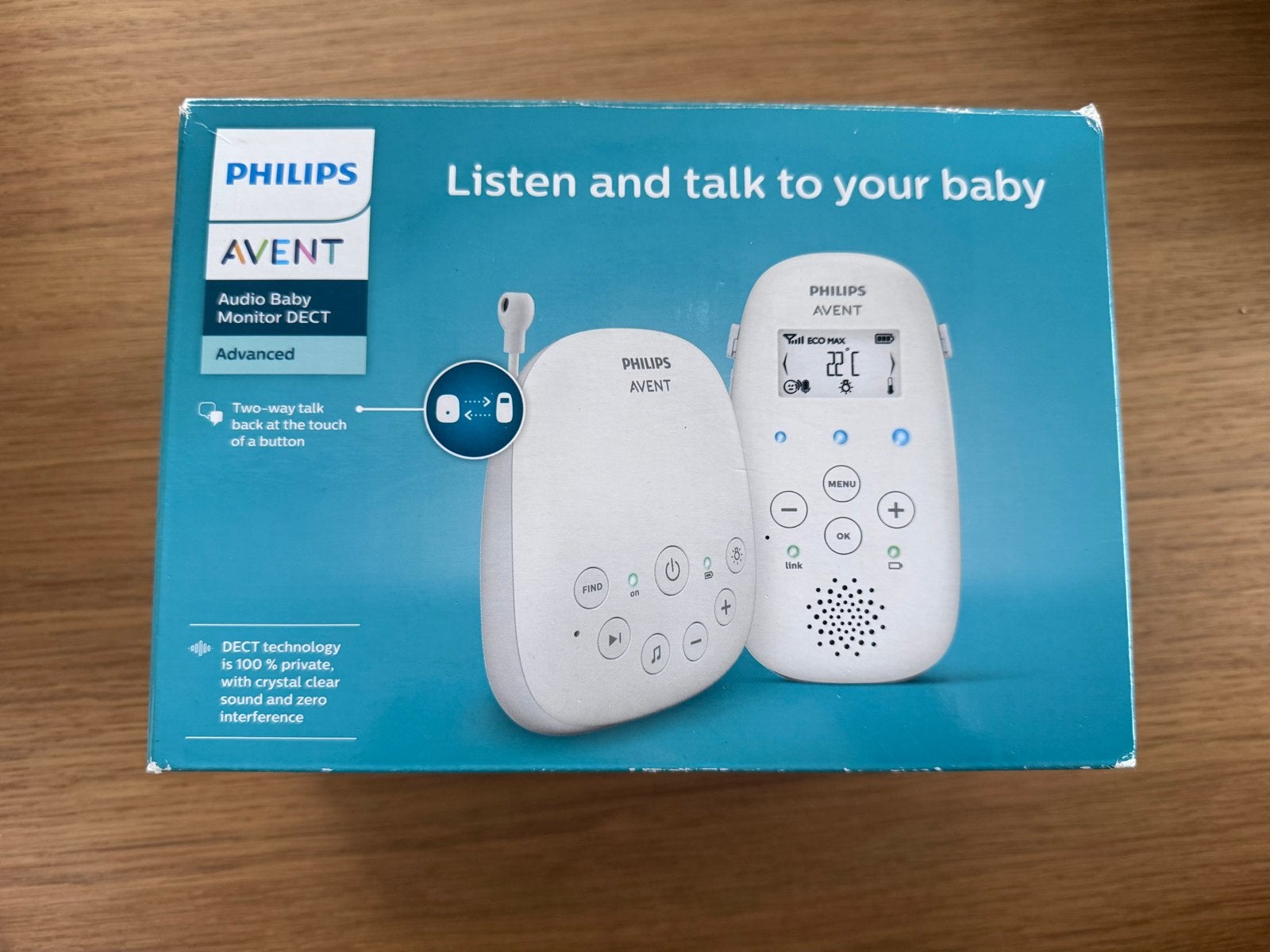 Philips Avent Babyfoon DECT Advanced met terugspreekfunctie, Ophalen of Verzenden, Zo goed als nieuw, 250 meter of meer, Terugspreekfunctie