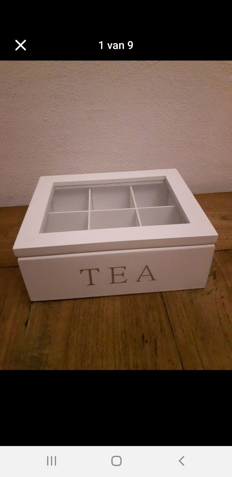 NIEUW! 2 stuks Gusta witte houten theedoos met 6 vakken, Hout, Nieuw, Gusta, Ophalen of Verzenden