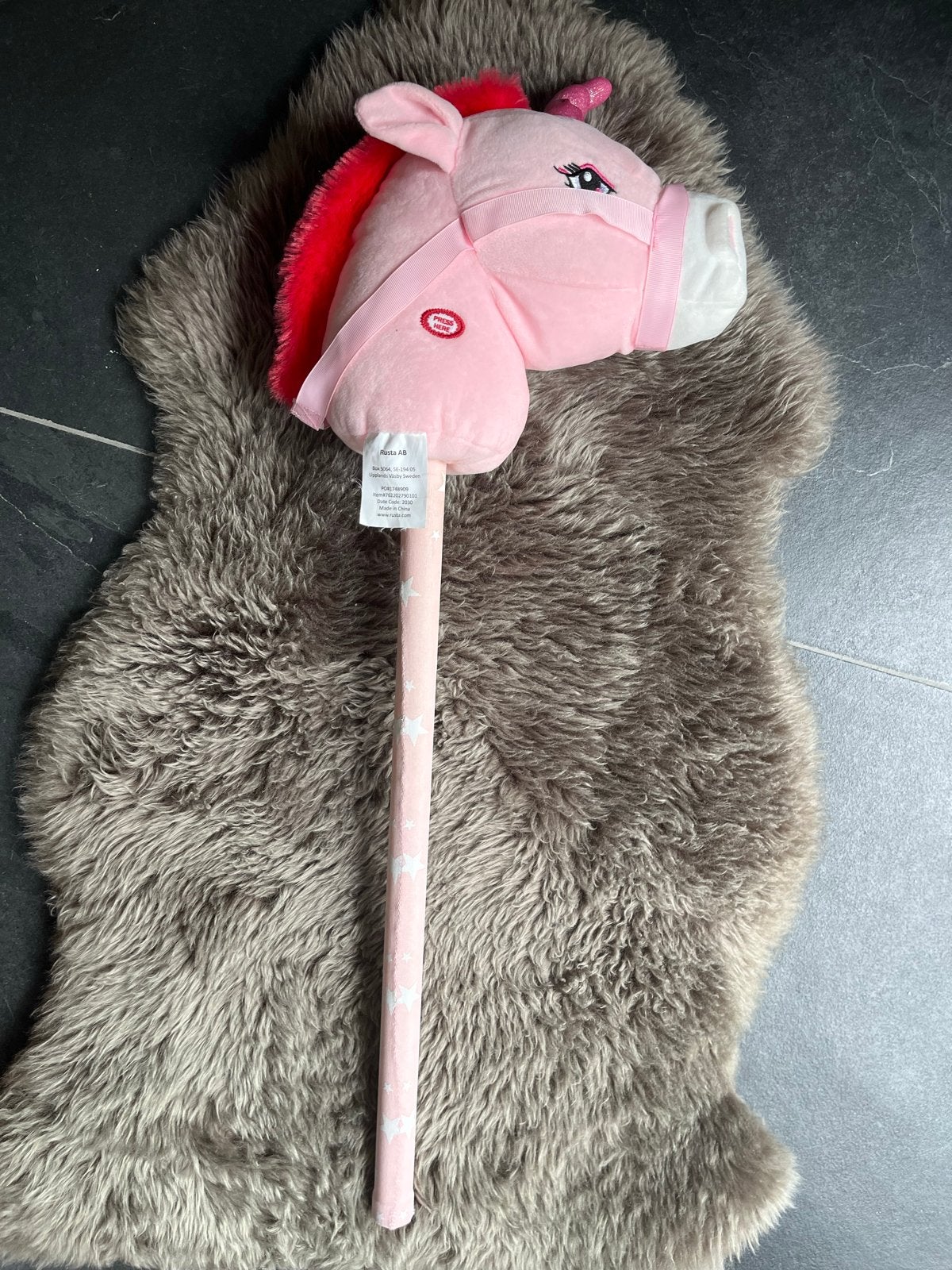 Roze Eenhoorn Stokpaard met Geluid, Ophalen, Gebruikt, Jongen of Meisje