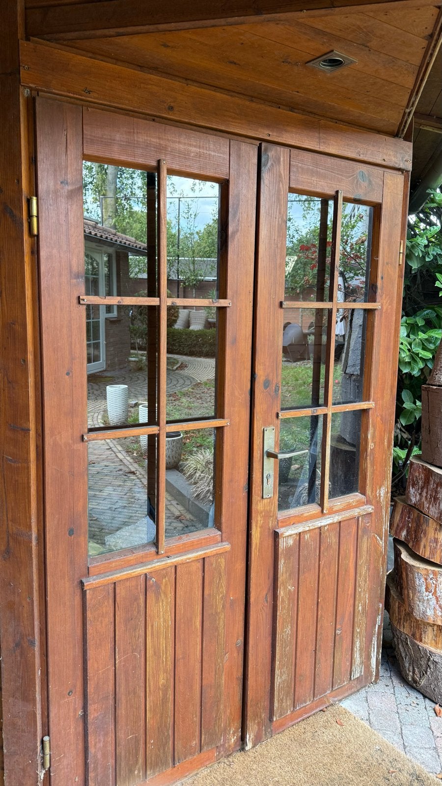Tuindeuren voor tuinhuis, blokhut of schuurtje, Gebruikt, Buitendeur, 200 tot 215 cm, Hout