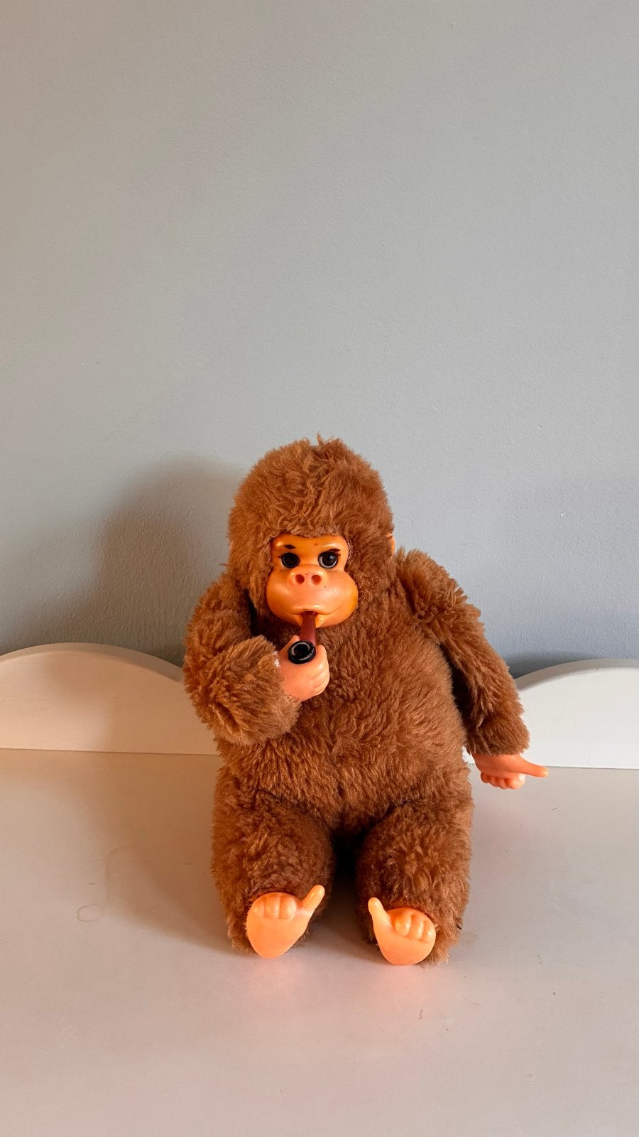 Vintage Gonga Gorilla pluche aap jaren 70/80 - MET PIJPJE!, Verzamelen, Speelgoed, Ophalen of Verzenden, Gebruikt