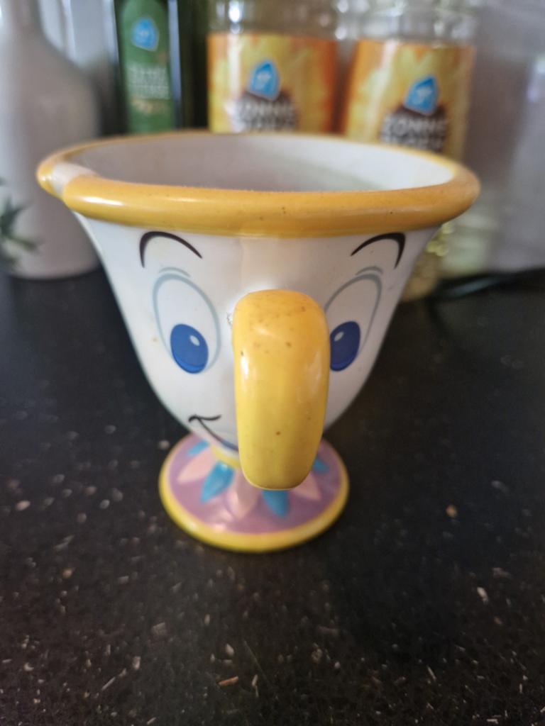 Disney Belle en het Beest Chip kopje, Gebruikt, Keramiek, Ophalen of Verzenden, Overige stijlen
