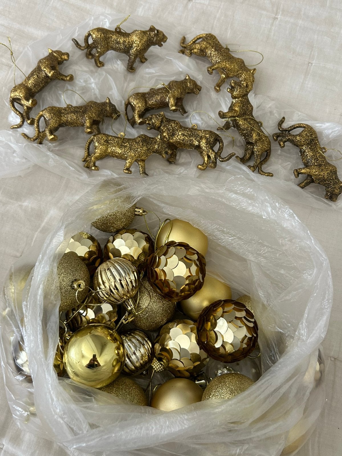 Gouden panter hangers en gouden kerstballen, Ophalen of Verzenden, Gebruikt