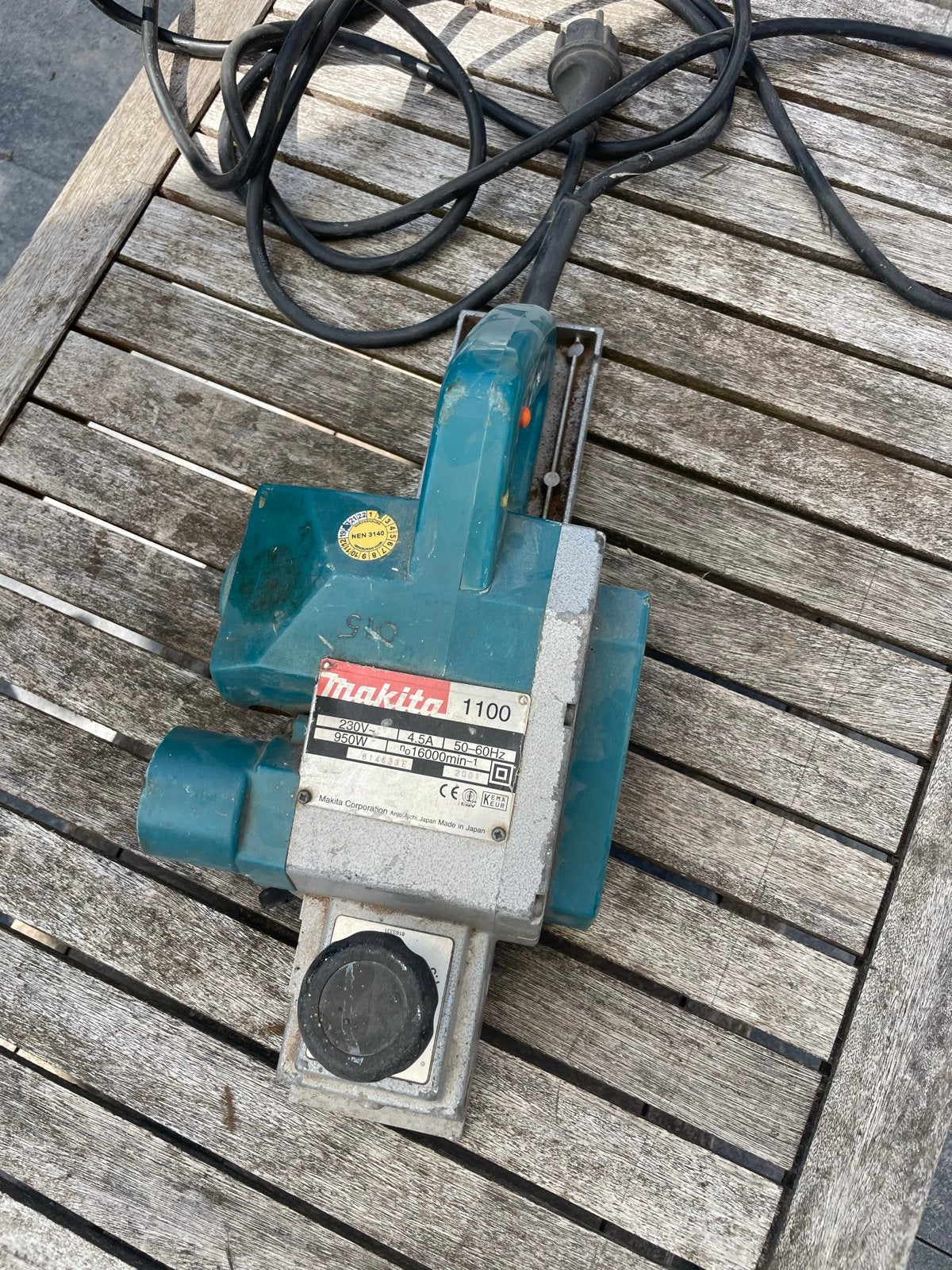 Makita 1100 elektrische schaafmachine, Ophalen of Verzenden, Gebruikt