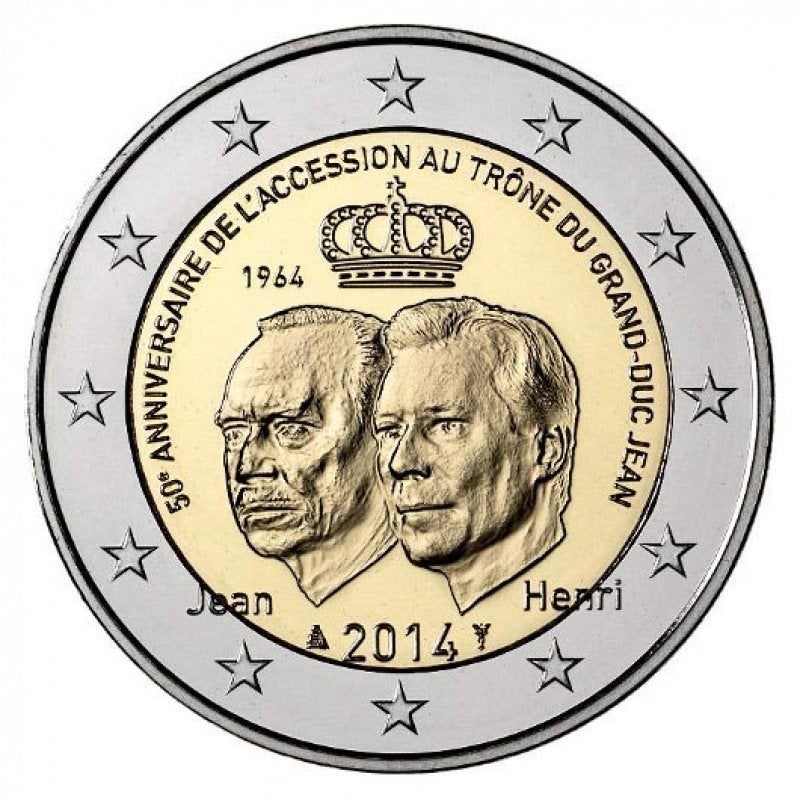 2 Euro Luxemburg 2014 UNC - 50 jaar Troonbestijging Jean, Verzenden, Luxemburg, 2 euro, Losse munt