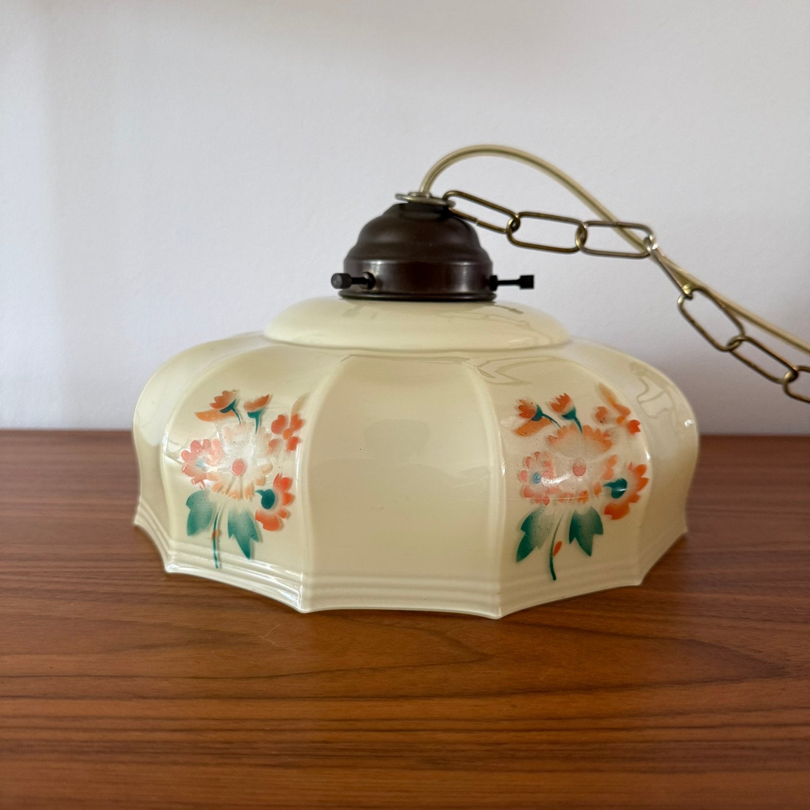 Hanglamp, Art Deco, opaline, vintage, brocante, half 1900, Antiek en Kunst, Ophalen of Verzenden