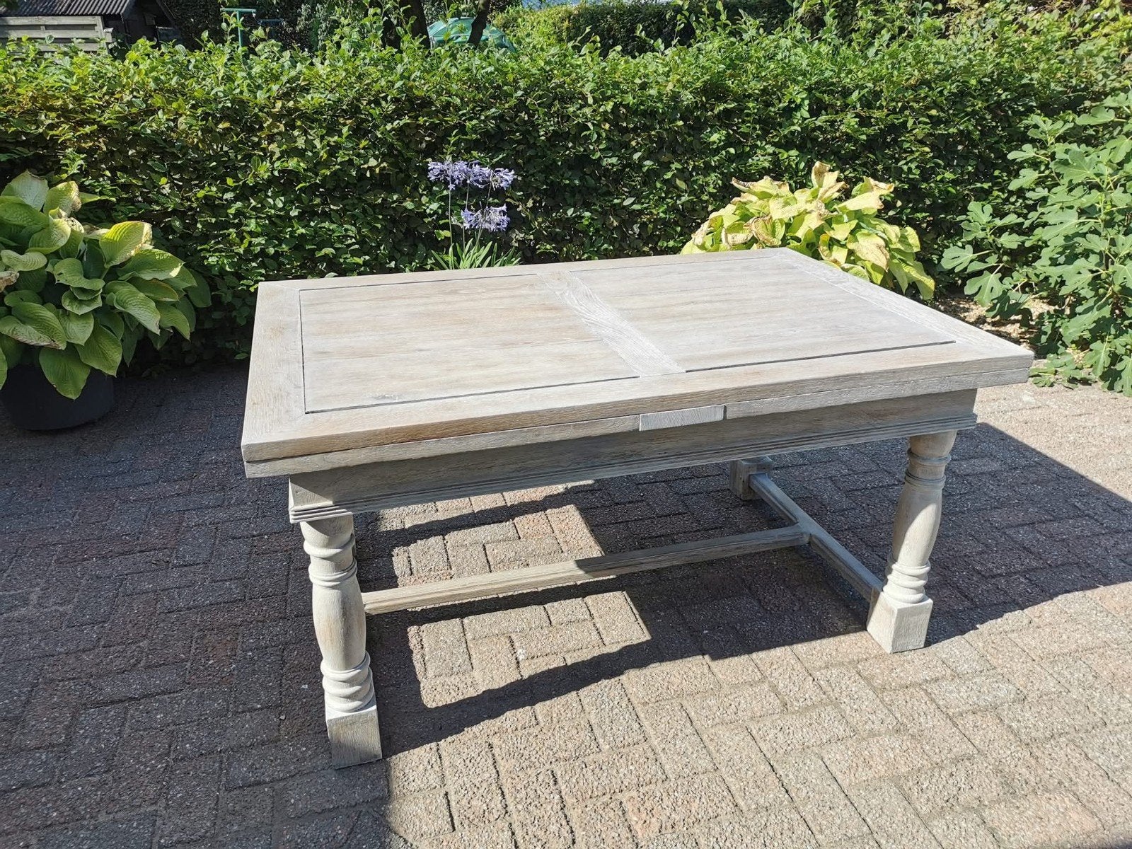 Kloostertafel gezandstraald en behandeld met whitewash, Ophalen, Gebruikt, 100 tot 150 cm, 50 tot 100 cm