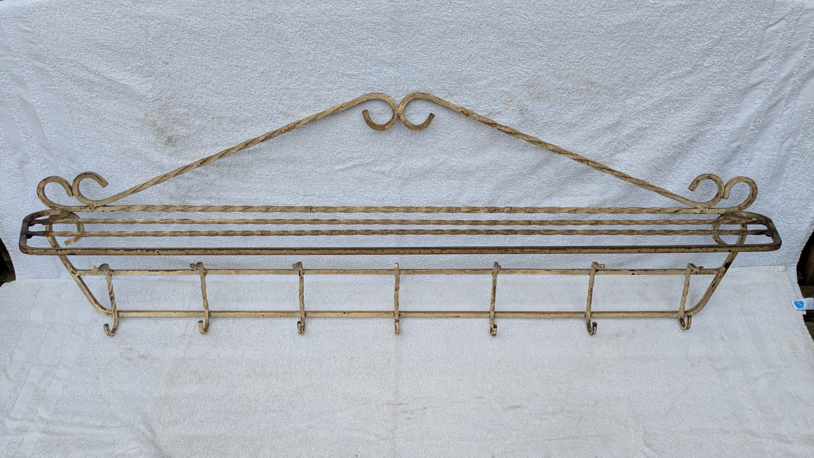 Vintage Smeedijzeren Kapstok, Breedte 110 cm, Hoogte 38 cm., Zo goed als nieuw, Metaal, 150 tot 200 cm, Ophalen