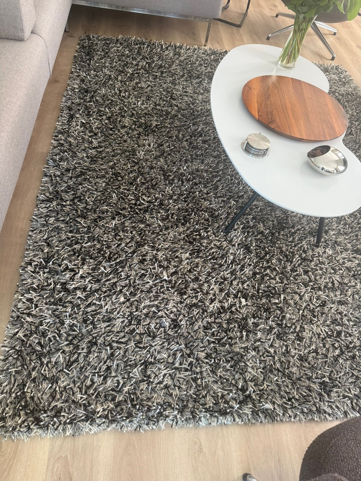 Karpet gemêleerd creme zwart grijs, Ophalen, Gebruikt, Zwart, 150 tot 200 cm