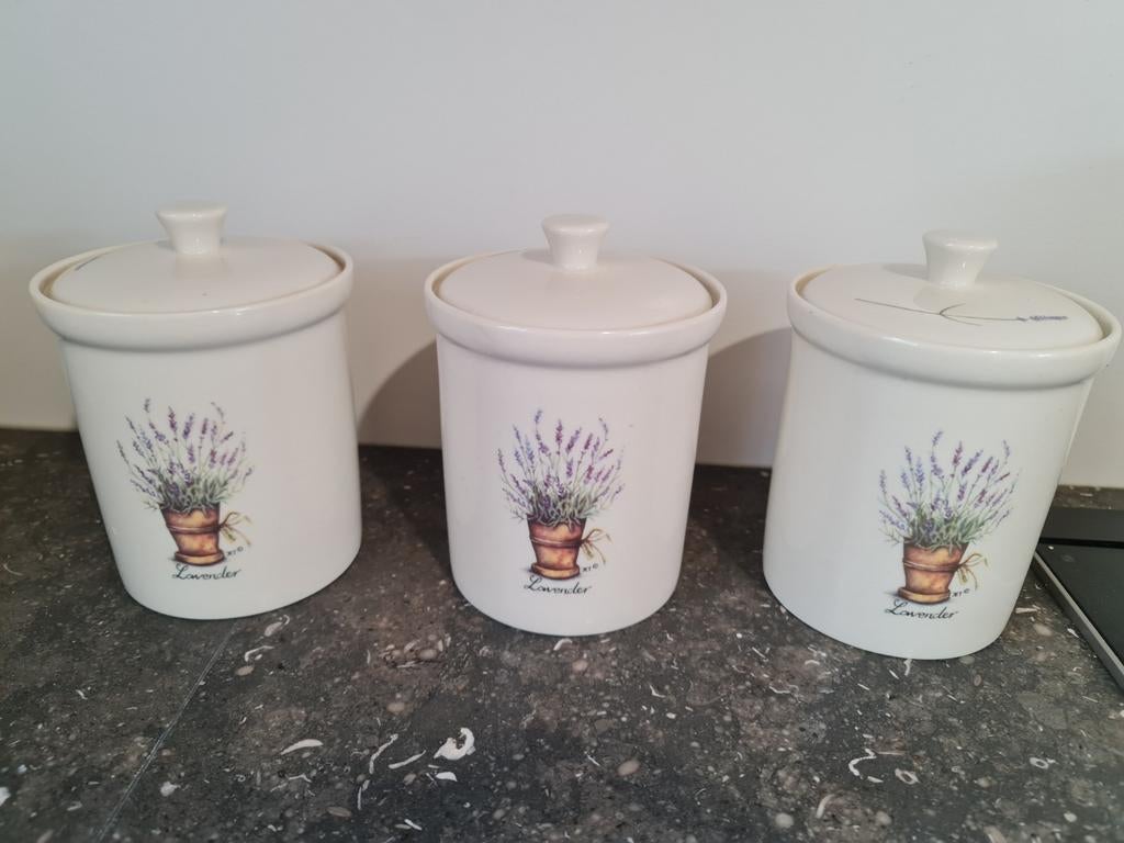 3 voorraadpotten van JET ter Steege - Lavendel, Ophalen of Verzenden, Zo goed als nieuw, Overige materialen