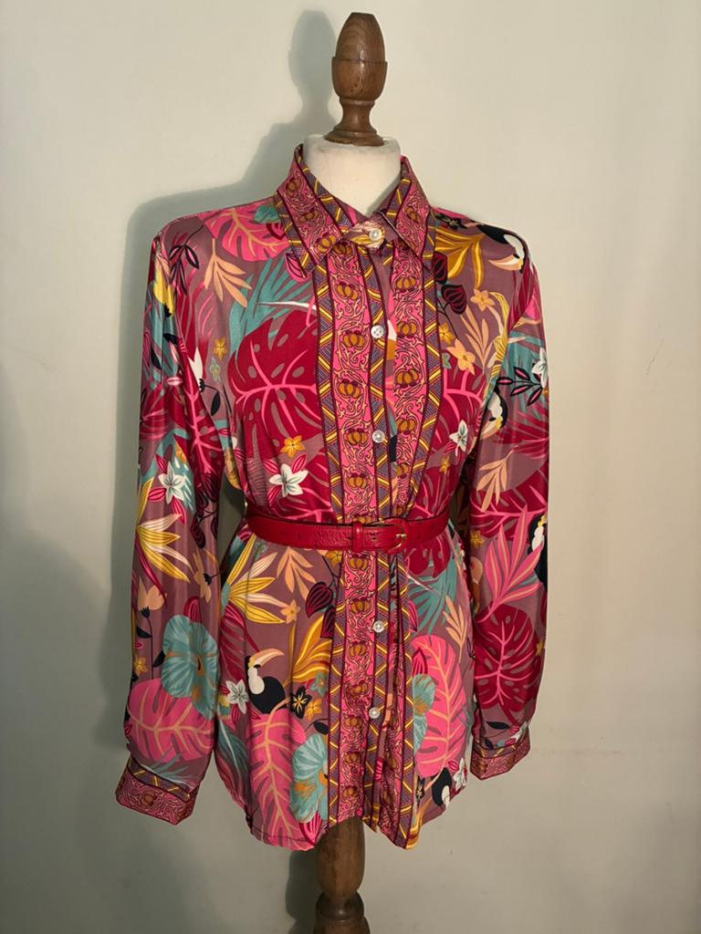 ADDICTIVE BLOUSE/TUNIEK KLEURRIJK SILK, Verzenden, Zo goed als nieuw, Maat 42/44 (L), Overige kleuren
