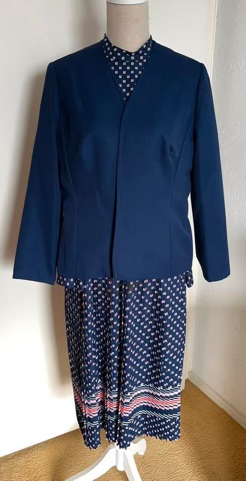 Linda Leigh vintage jurk met jasje maat 44[v], Kleding | Dames, Blauw, Maat 42/44 (L), Nieuw, Ophalen of Verzenden