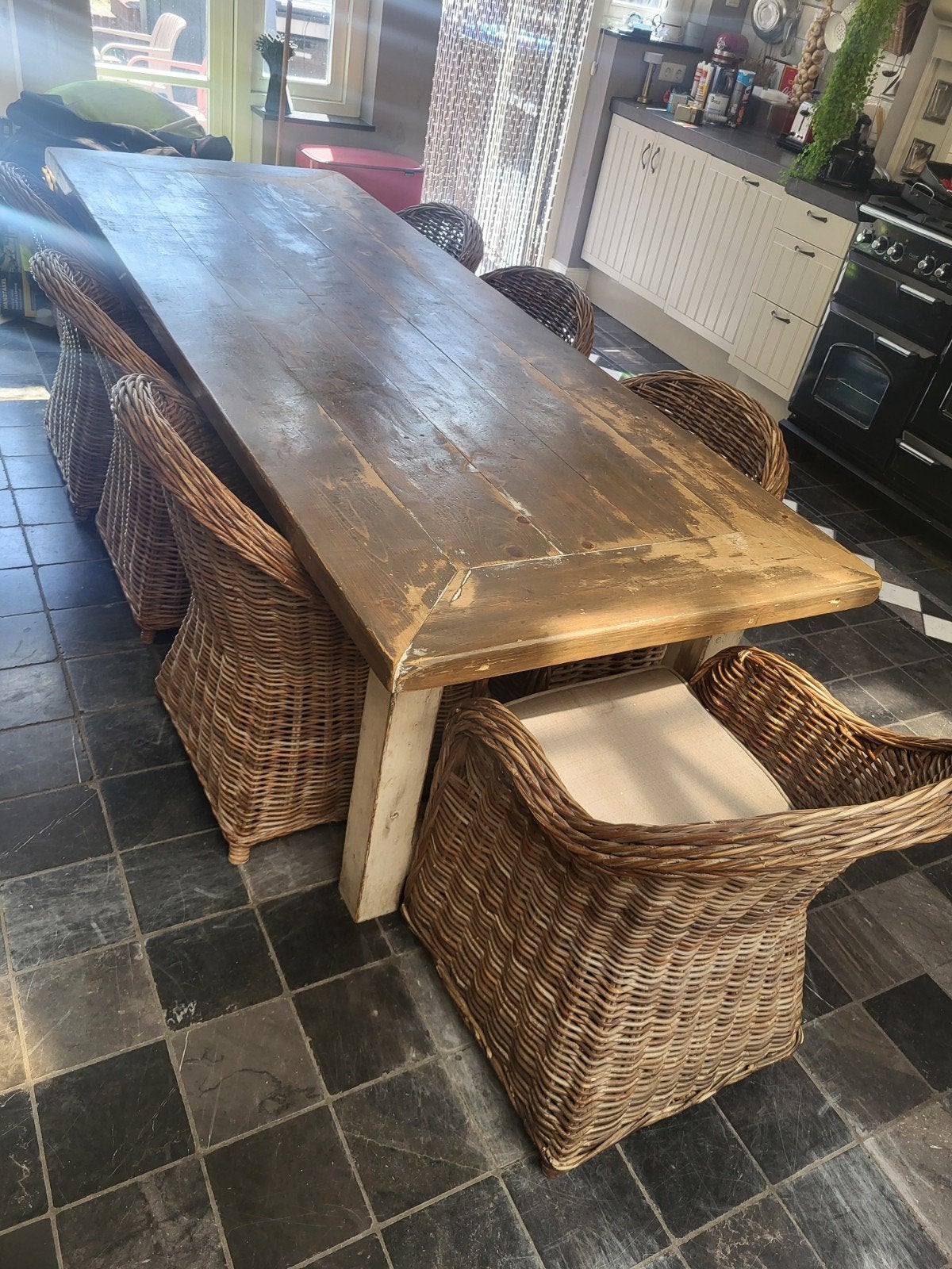 Landelijke Boeren Stamtafel 260/95cm (beschikbaar), Huis en Inrichting, Tafels | Eettafels, Ophalen, Gebruikt, Overige materialen
