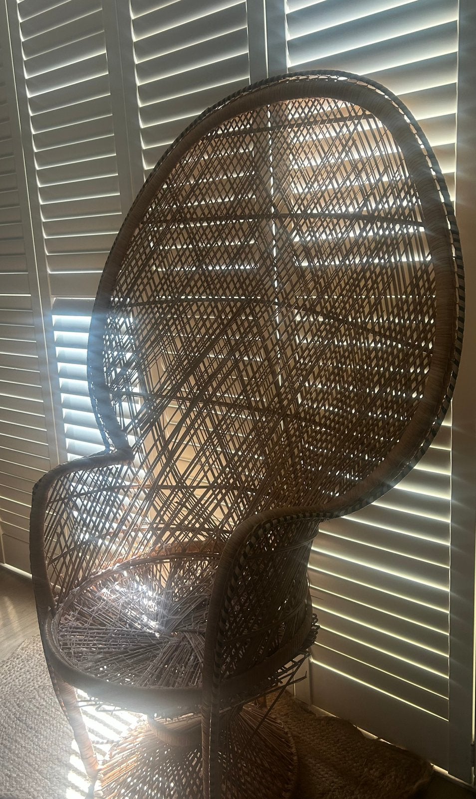 Pauwenstoel vintage rotan!, Ophalen, Gebruikt, Bruin, Eén
