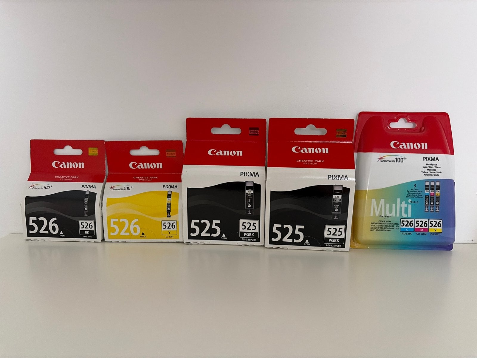 Canon Pixma Inktcartridges 525 PGBK en 526 BK/Y/Multi, Ophalen of Verzenden, Nieuw, Cartridge