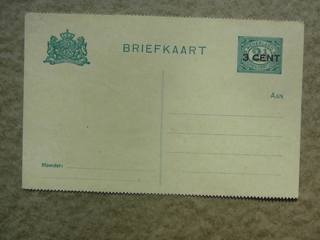 Ongebruikte Briefkaart Nederland 3 cent opdruk. circa 1900, Ophalen of Verzenden, Briefkaart