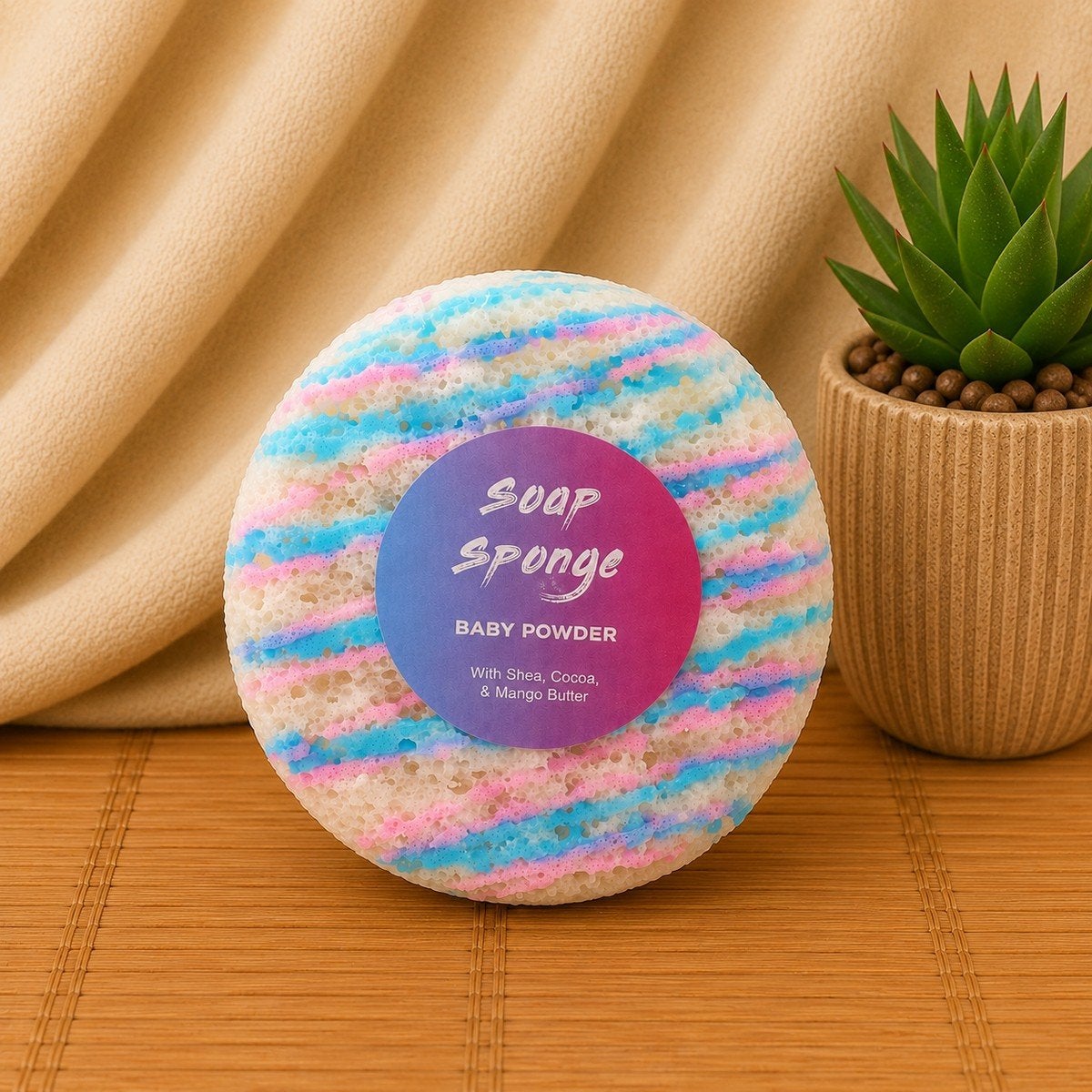 Soap Sponge Baby Powder met Shea, Cocoa & Mango Boter, Sieraden, Tassen en Uiterlijk, Ophalen of Verzenden, Nieuw, Bad & Douche