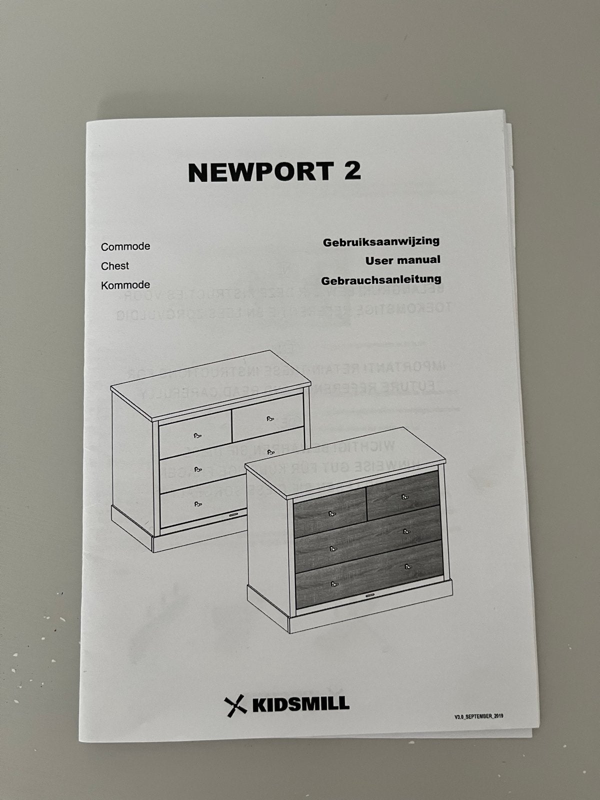 Kidsmill Newport 2 Commode - Grijs, Ophalen, Gebruikt, 50 tot 70 cm, 100 cm of meer