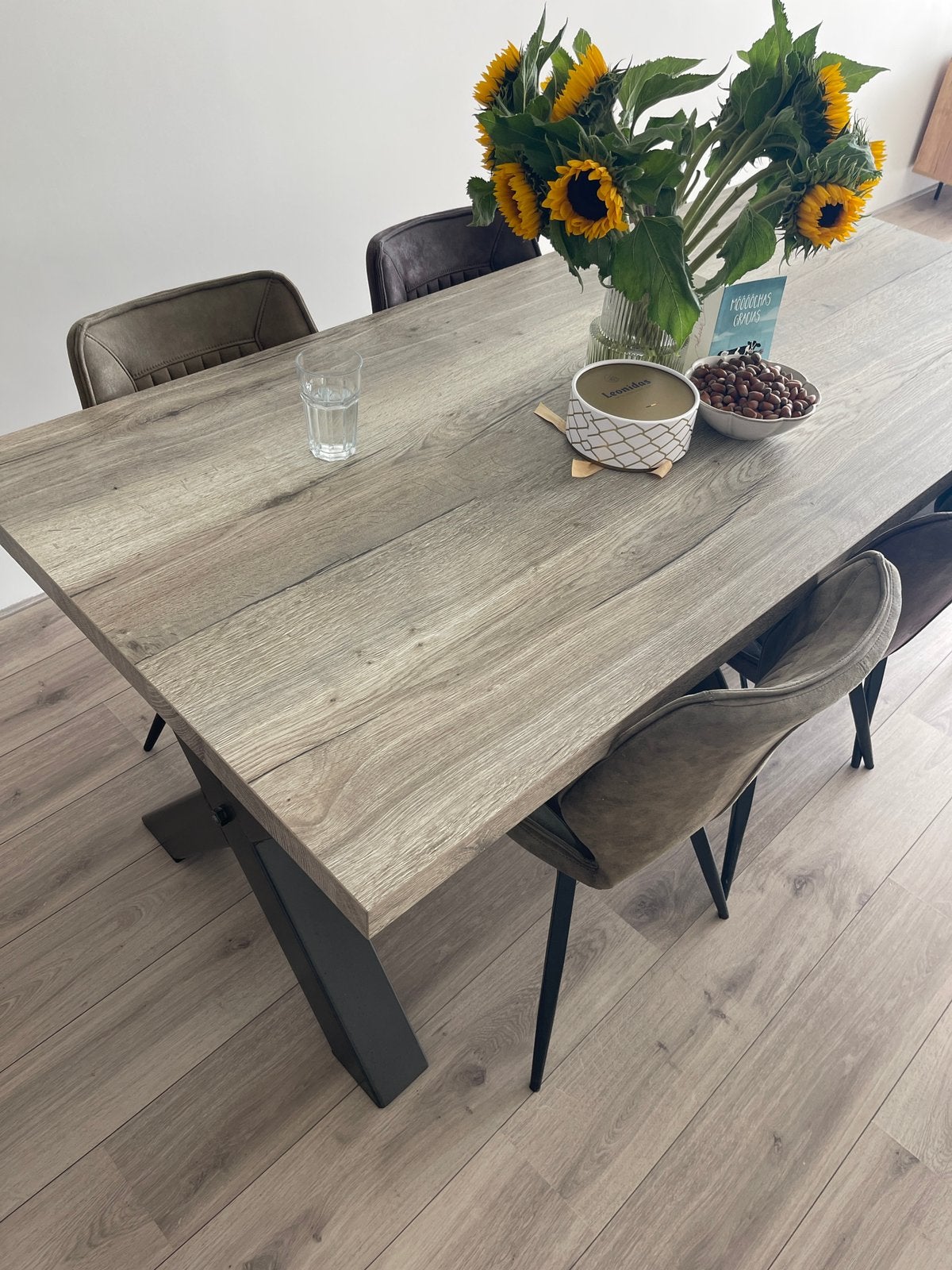 Zitmaxx eettafel + 6 stoelen | complete eethoek, Ophalen, Zo goed als nieuw, 75 m² of meer, Laminaat