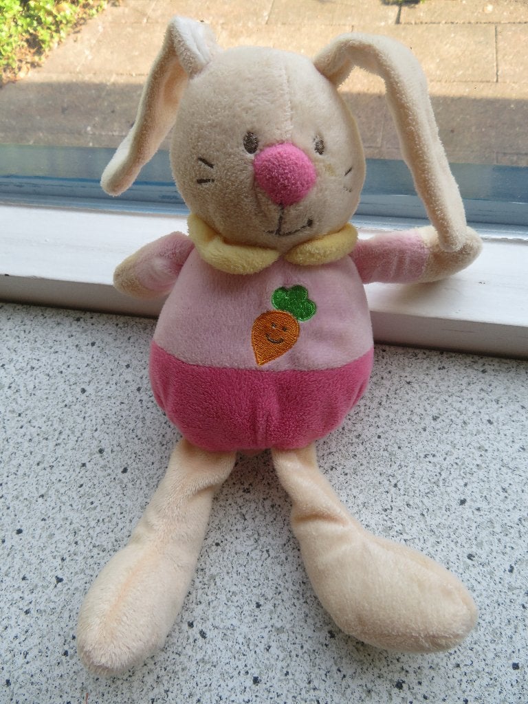 Konijn merk Eddy Toys roze met wortel op voorkant lijf, Konijn, Ophalen of Verzenden, Zo goed als nieuw, Wasbaar