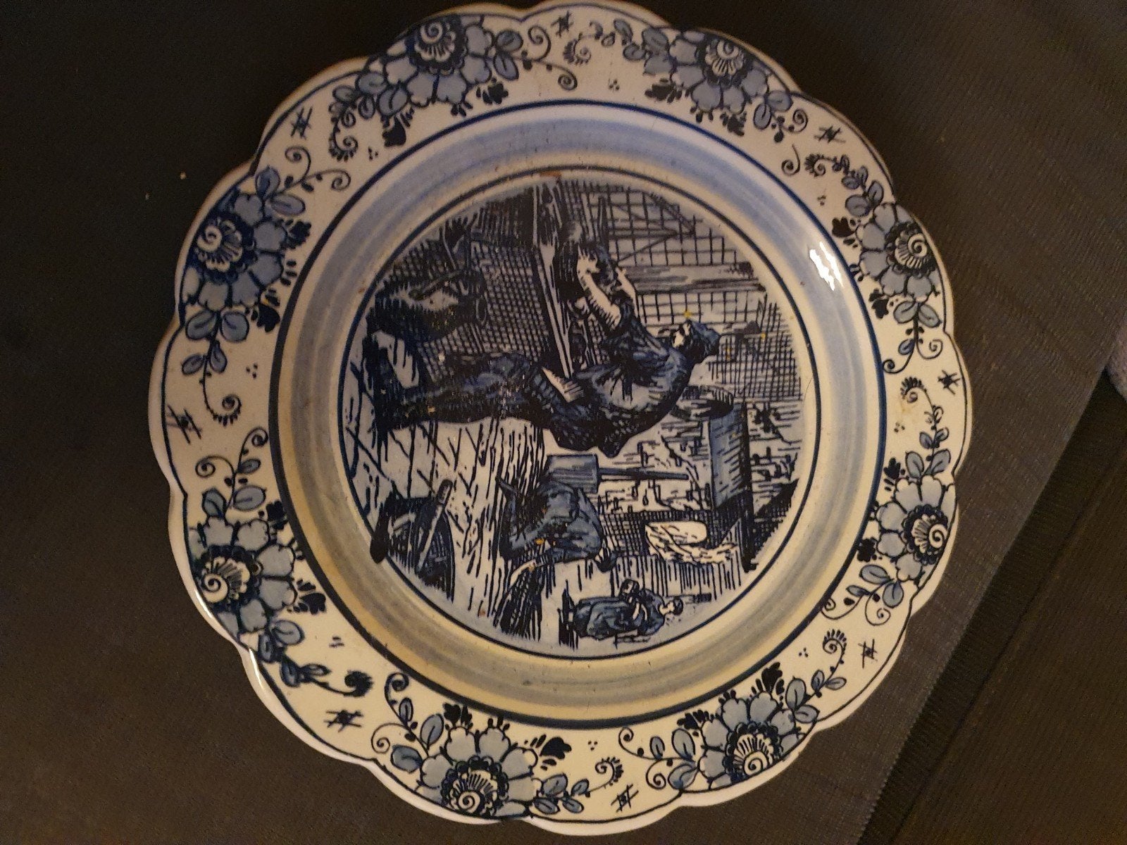 Handgeschilderd Delfts Blauw bord - Threels & de Groot, Ophalen of Verzenden