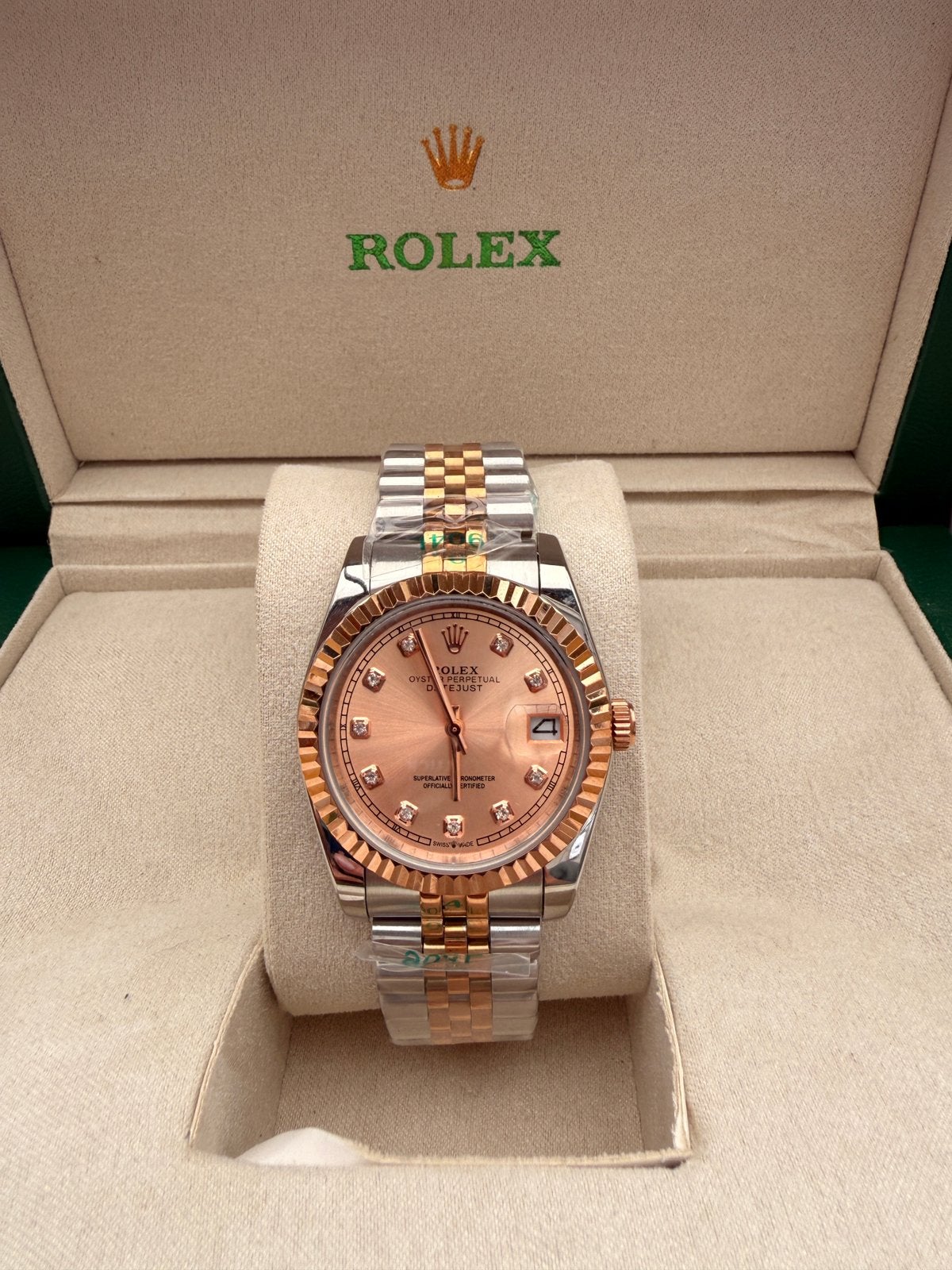 Rolex datejust 36 mm rose diamant dail, Ophalen of Verzenden, Zo goed als nieuw, Staal, Rolex