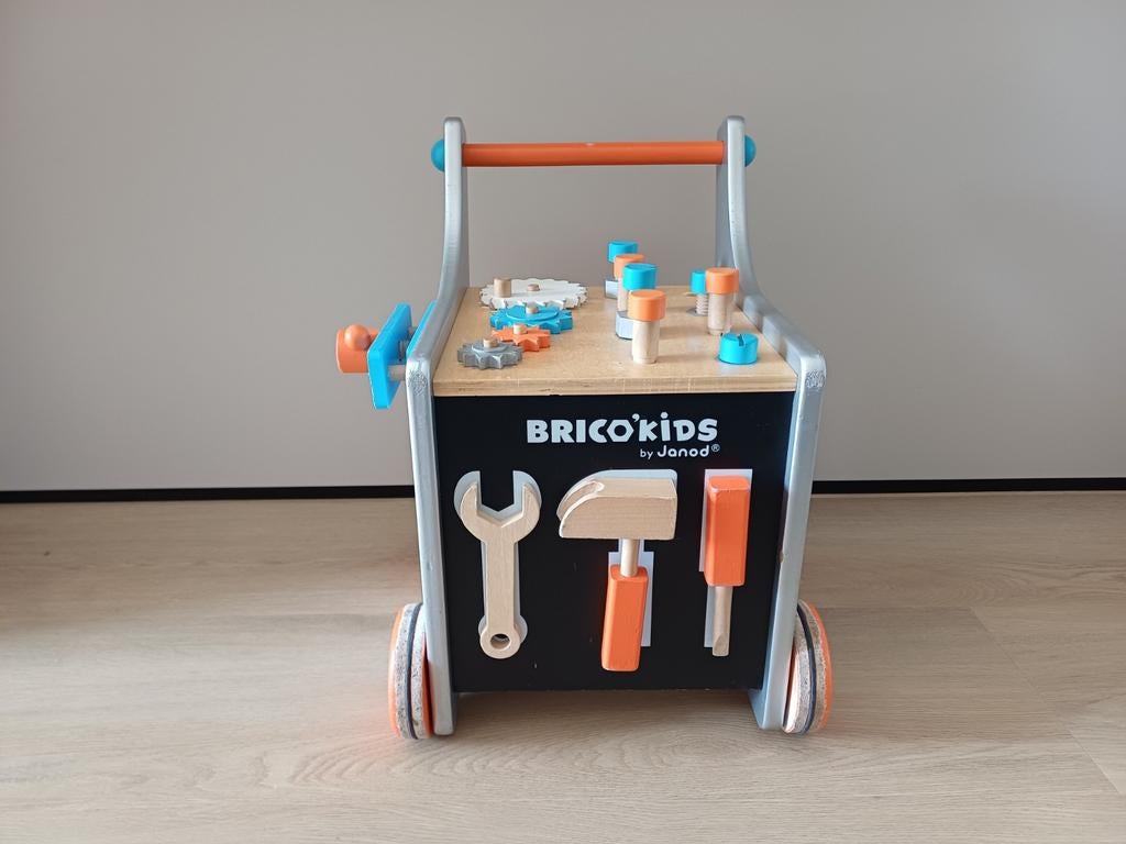 Janod Brico Kids Loopwagen - Werkbank en Loopkar, Ophalen, Gebruikt, Duwvoertuig