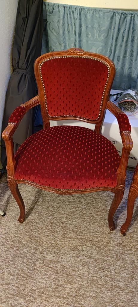 2 Biedermeier stoelen/fauteuils, nieuw bekleed, Ophalen