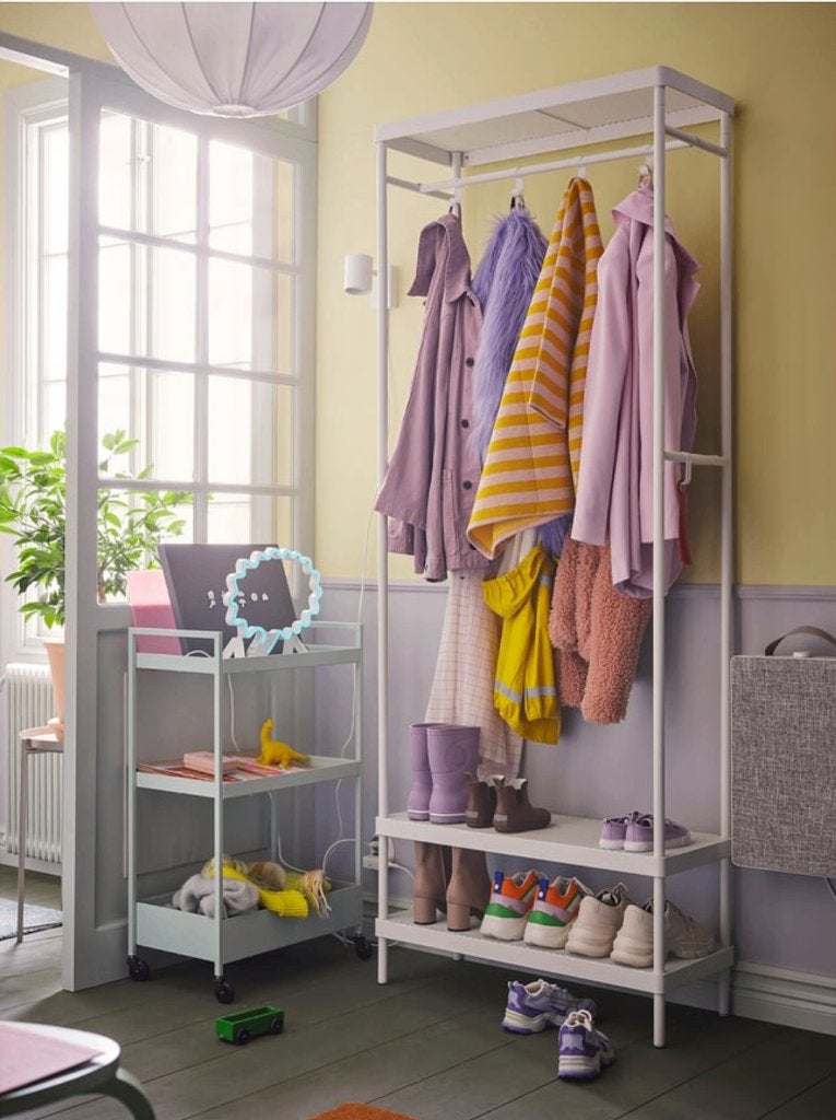 IKEA Kapstok met schoenenopberger | Coat/shoe rack, Ophalen, Zo goed als nieuw, Metaal, Staande kapstok