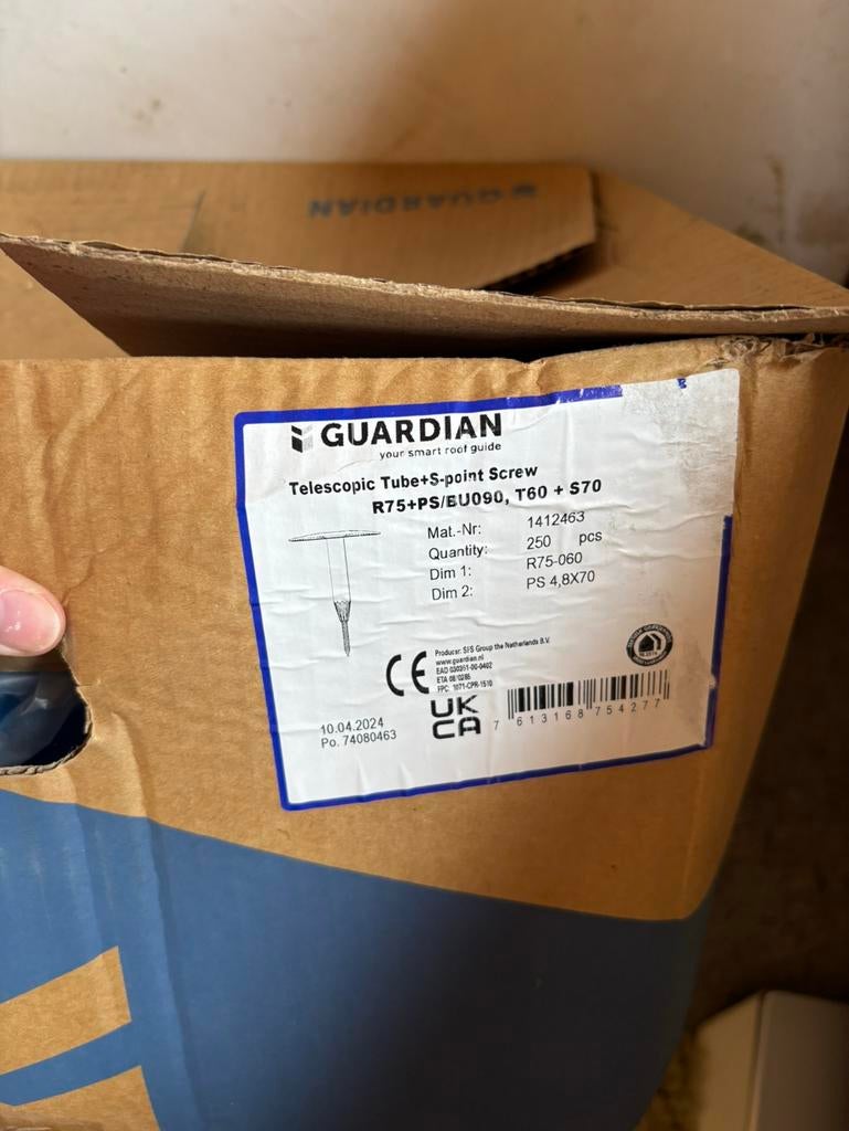 Guardian telescoopbuis R75+ PS schroeven 4,8x70, Doe-het-zelf en Verbouw, Dakpannen en Dakbedekking, Ophalen, Overige kleuren