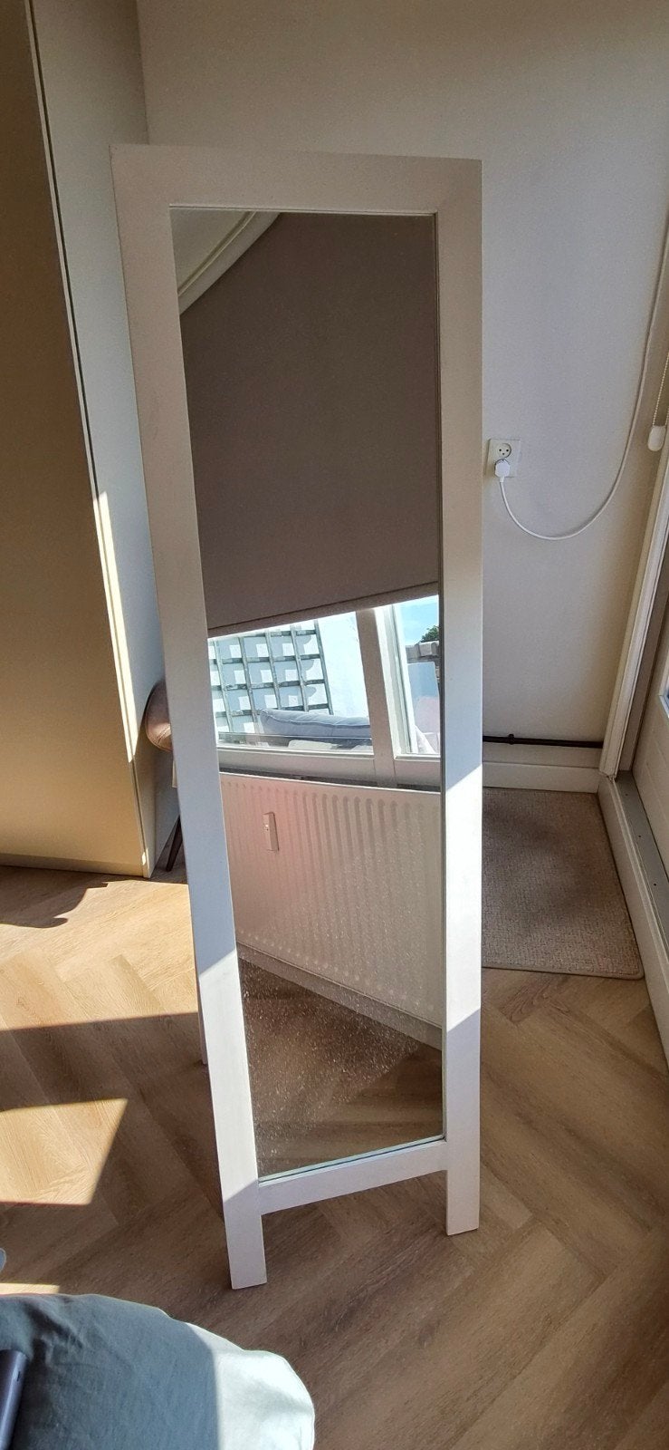Witte staande spiegel 180cm hoog, Ophalen of Verzenden, Gebruikt, Rechthoekig, 150 tot 200 cm