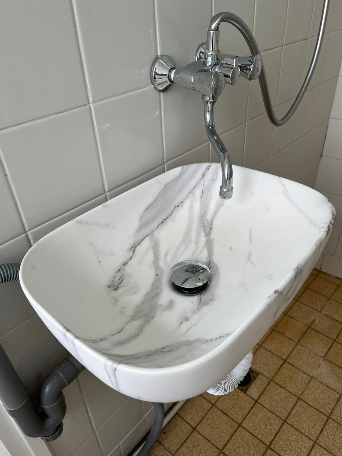 Bellanti Sesto opbouw waskom ovaal mat wit/goud 46x32, Ophalen, Zo goed als nieuw, Wasbak of Wastafel, Minder dan 100 cm
