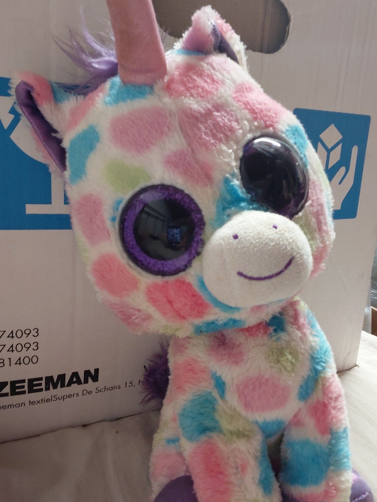 Ty Beanie Boo Eenhoorn Roze/Blauw/Groen, Kinderen en Baby's, Speelgoed | Knuffels en Pluche, Ophalen, Eenhoorn, Zo goed als nieuw