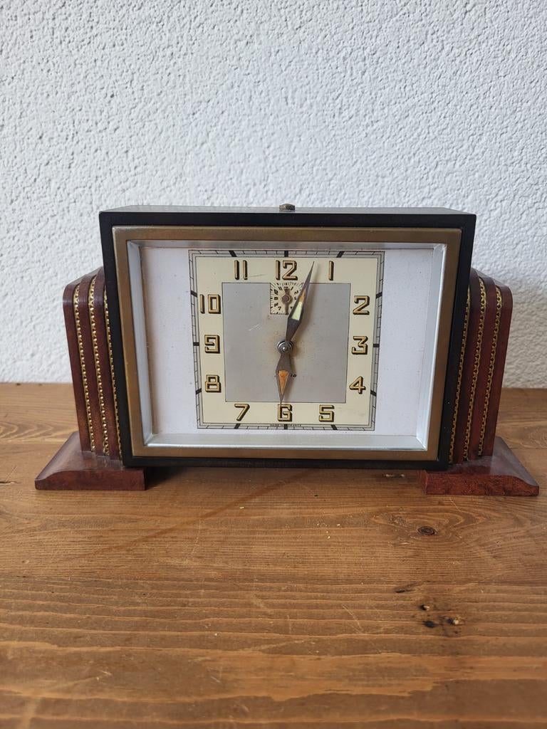 Vintage Art Deco Tafelklok - Bayard Franse klok bakeliet., Antiek en Kunst, Antiek | Klokken, Ophalen of Verzenden