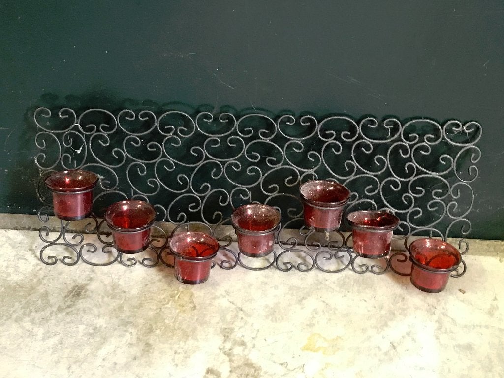 Fraaie waxine-lichtjes houder voor 7 lichtjes - Als nieuw., Ophalen of Verzenden, Zo goed als nieuw, Metaal, Kandelaar