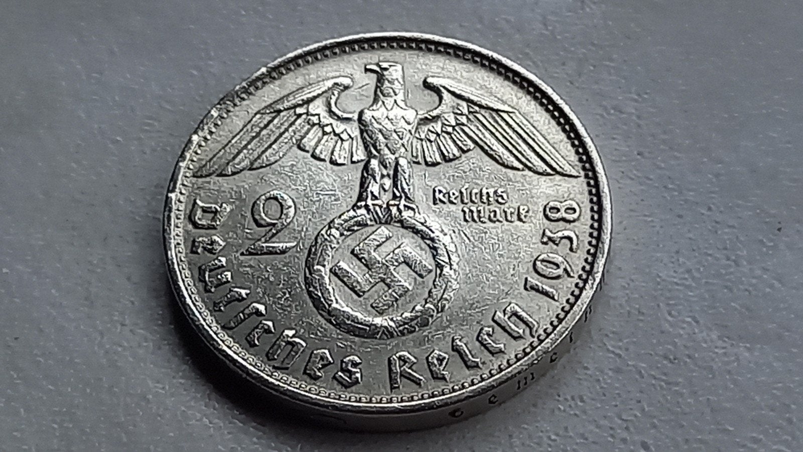 WO2 2 Reichsmark 1938B zilver nazi duitsland., Ophalen of Verzenden, Duitsland, Losse munt, Zilver