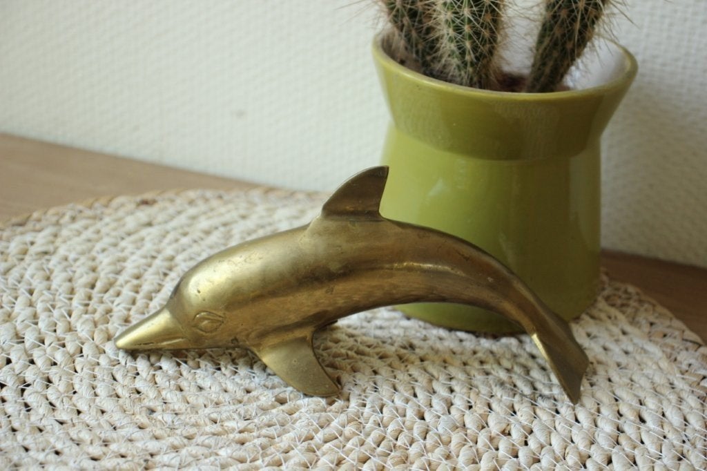 Vintage koperen dolfijn, Antiek en Kunst, Ophalen of Verzenden