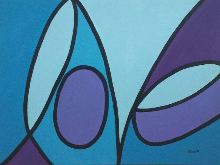 Abstract schilderij, zelf geschilderd op doek met acryl, Ophalen