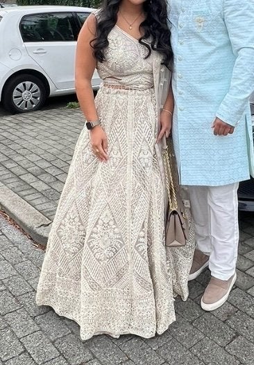 Lehenga (hindoestaanse jurk), Kleding | Dames, Gelegenheidskleding, Overige typen, Beige, Maat 46/48 (XL) of groter, Ophalen of Verzenden