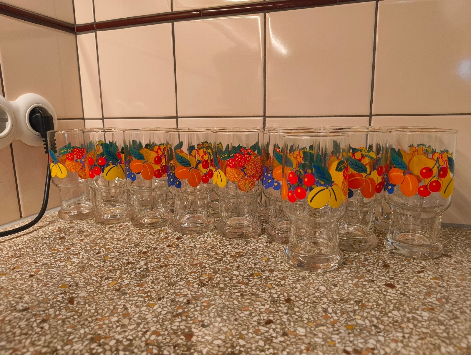 Vintage limonade glazen 17 stuks, Ophalen of Verzenden, Gebruikt, Frisdrankglas