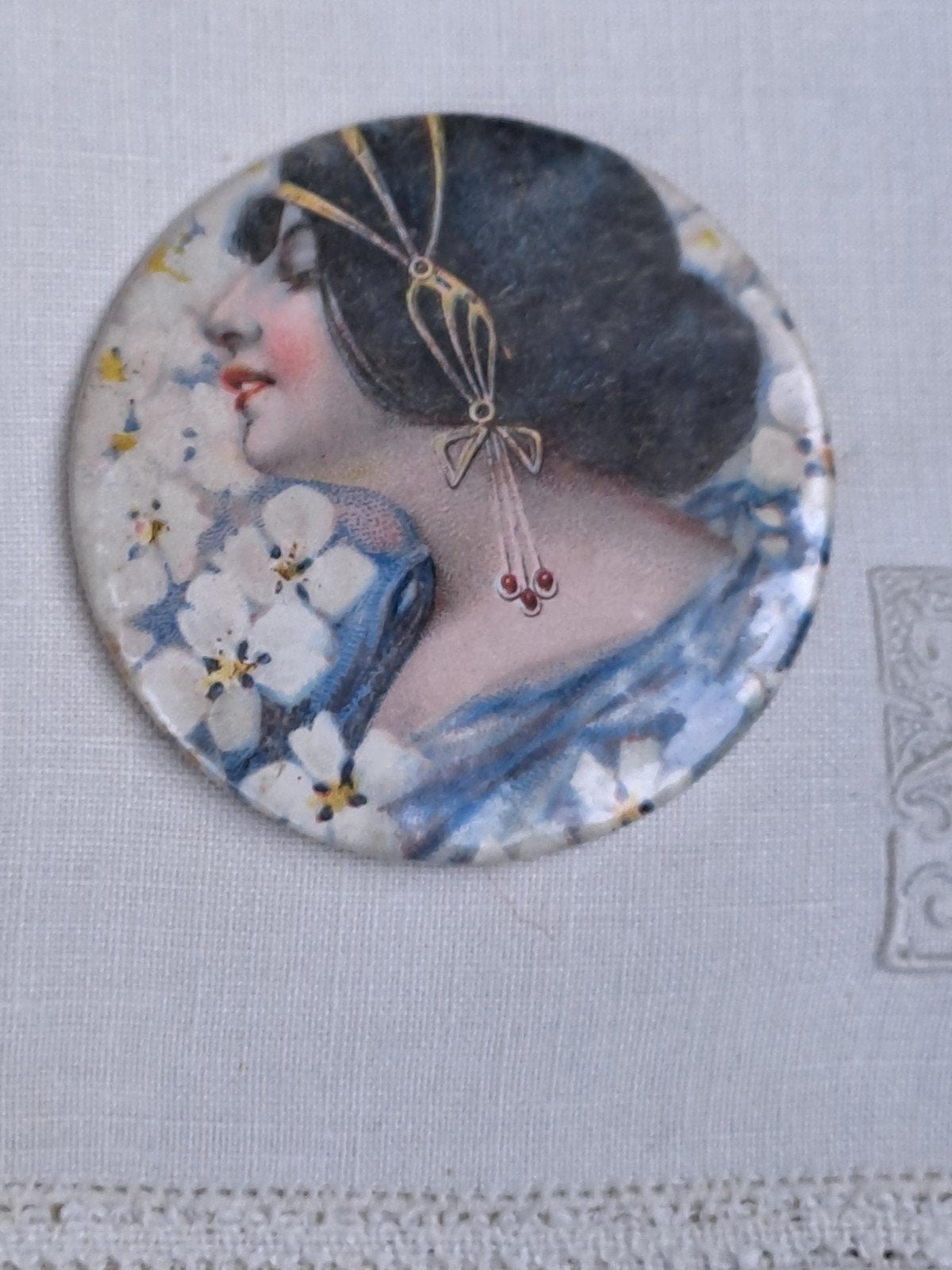 Antiek Art Nouveau Celluloid Zakspiegeltje 1900-1920, Verzenden